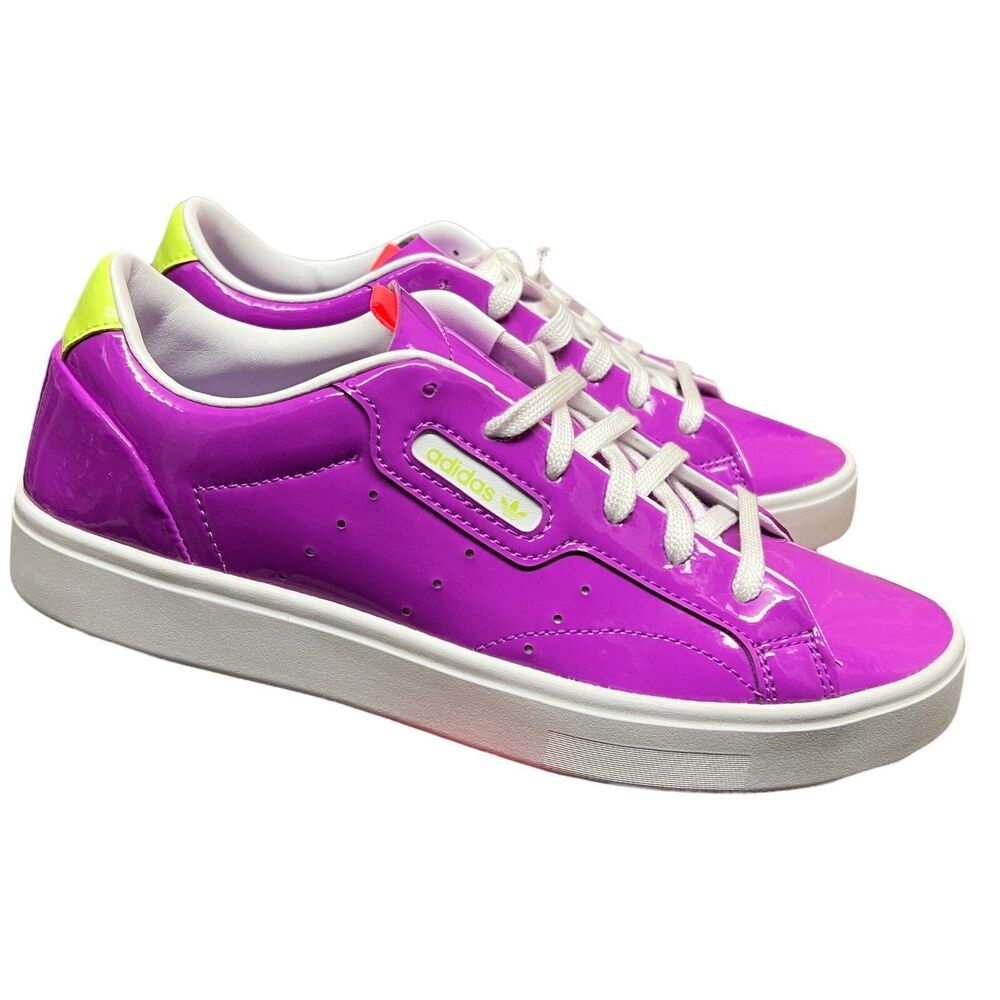 Adidas Sneakers Womens 6.5 Purple Leather‎ FW2485 Colorful Neon Y2K Harajuku